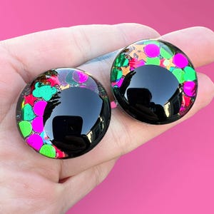 Color Party Handpainted Glitter Sinker Safety Eyes: Amigurumi Kawaii Eyes (1 Pair, 18-30mm)