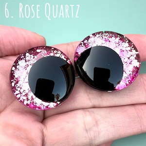 Ojos de seguridad con purpurina que cambian de color, con forma de piedras preciosas / 30 mm 25 mm 20 mm 18 mm / Ojos de hundimiento desplazados / Amigurumi Kawaii 6. Rose Quartz