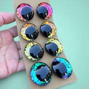 The Chameleon Set 4 Pairs Color Shifting Hand Painted Glitter Safety Eyes | 35mm 30mm 25mm 20mm 18mm 16mm | Offset Sinker | Amigurumi Kawaii