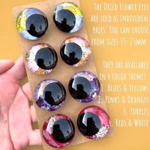 Dried Flower Safety Eyes | Hand-Painted Glitter and Flowers Sinker Eyes | 25-35mm | Amigurumi Kawaii Crochet image 2