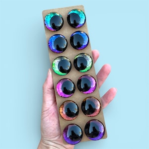 Chameleon Color-Shifting Safety Eyes | Handpainted Off-Set Sinker Eyes | 35mm 30mm 25mm 20mm 18mm 16mm