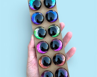 Chameleon Color-Shifting Safety Eyes | Handpainted Off-Set Sinker Eyes | 35mm 30mm 25mm 20mm 18mm 16mm