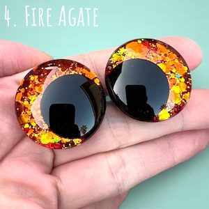 Ojos de seguridad con purpurina que cambian de color, con forma de piedras preciosas / 30 mm 25 mm 20 mm 18 mm / Ojos de hundimiento desplazados / Amigurumi Kawaii 4. Fire Agate