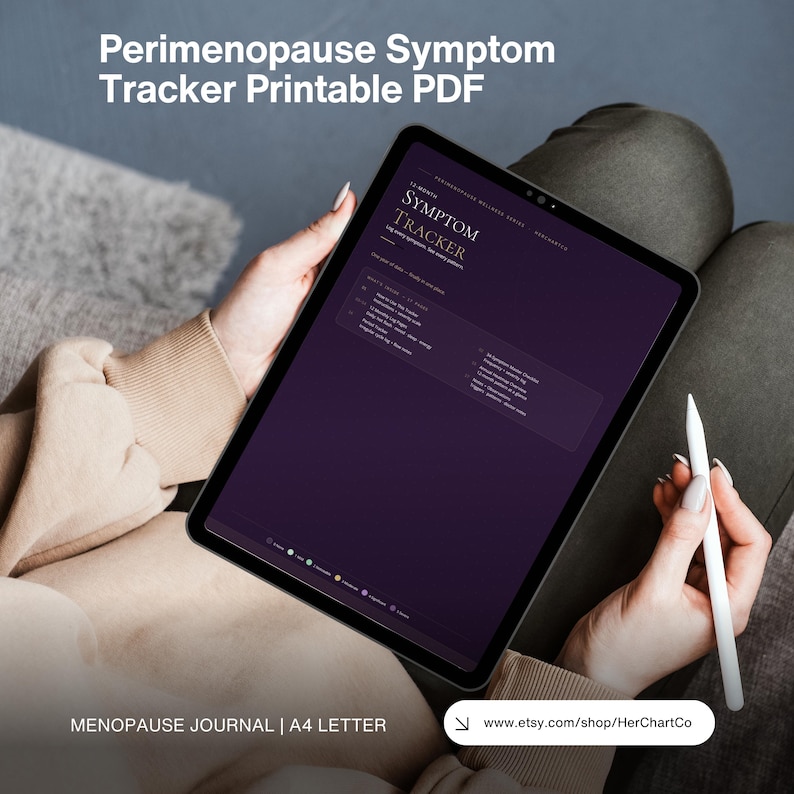 Perimenopause Symptom Tracker Printable PDF | 12 Month Log Hot Flash ...