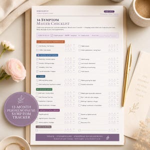 Perimenopause Symptom Tracker Printable PDF | 12 Month Log Hot Flash Night Sweats Mood | HRT Menopause Journal | A4 Letter