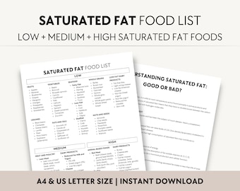 Saturated Fat Food List Printable, Heart Healthy Diet Plan PDF, Good and Bad Fats