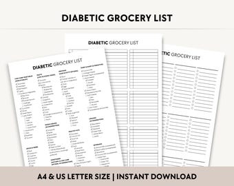 糖尿病患者向け買い物リスト（PDF）、2型糖尿病患者向け食料品リスト（印刷可能）、糖尿病予備群向け食事ガイド