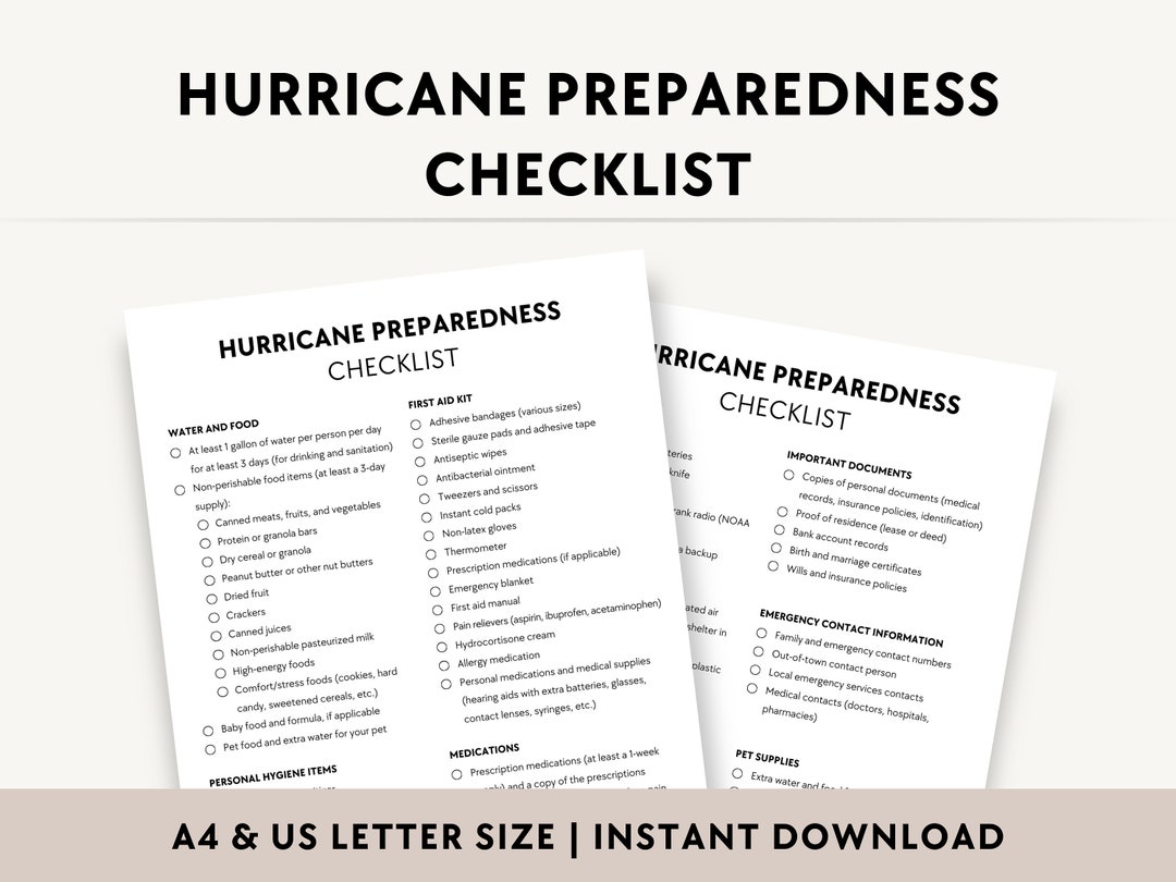Hurricane Preparedness Checklist PDF, Hurricane Foods Supply List ...