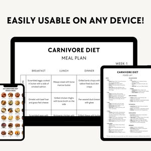 Looking for a carnivore diet food list PDF? This downloadable guide provides a comprehensive list of zero-carb, high-protein foods like beef, lamb, seafood, eggs, and dairy to help you stay on track with your carnivore lifestyle. Perfect for meal planning, grocery shopping, or quick reference, this PDF ensures you have everything you need to succeed on a strict carnivore diet! Carnivore Diet List Bundle, 30-Day Meal Plan, Food to Eat and Avoid, Shopping 
 Grocery List, Snack Ideas with Recipes.