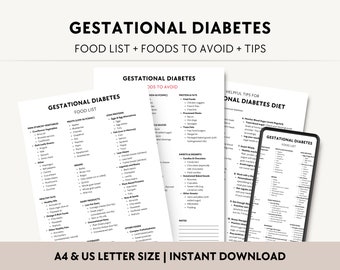 Gestational Diabetes Food List PDF, Low Glycemic Diet During Pregnancy, Diabetic-Friendly Grocery Chart Printable