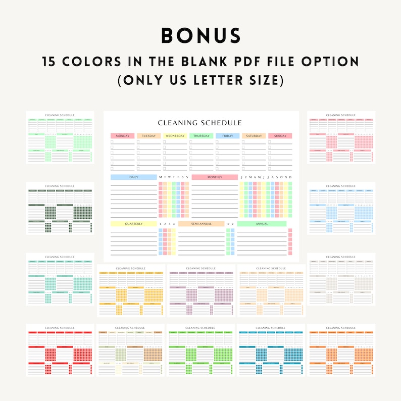 Daily, Weekly, Monthly Cleaning Schedule Printable, Editable Deep House ...