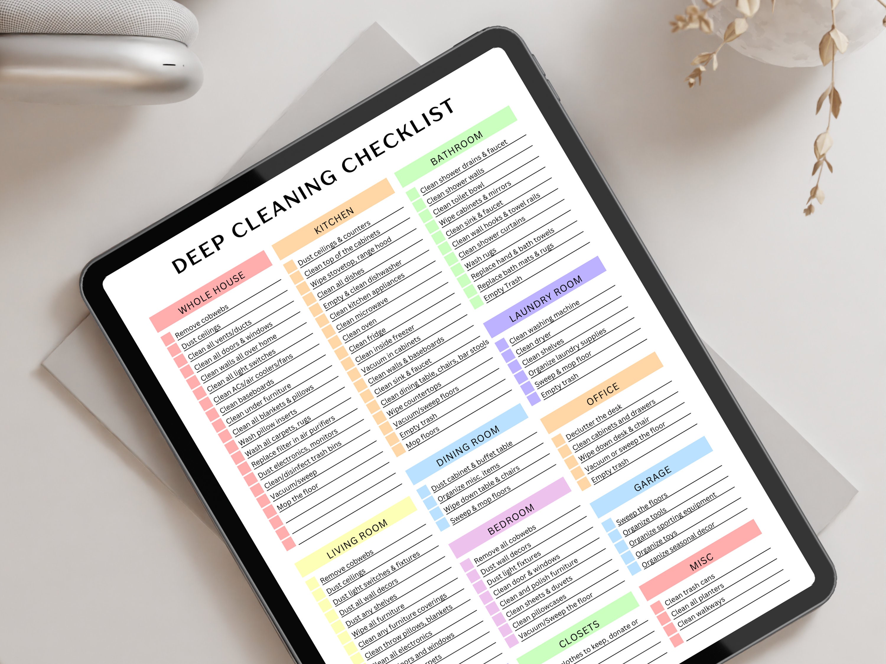 ADHD Cleaning Checklist, Daily Weekly Monthly Household Chores Chart ...