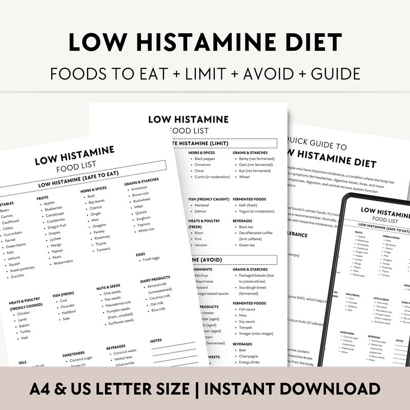 Low Histamine Food List - Etsy