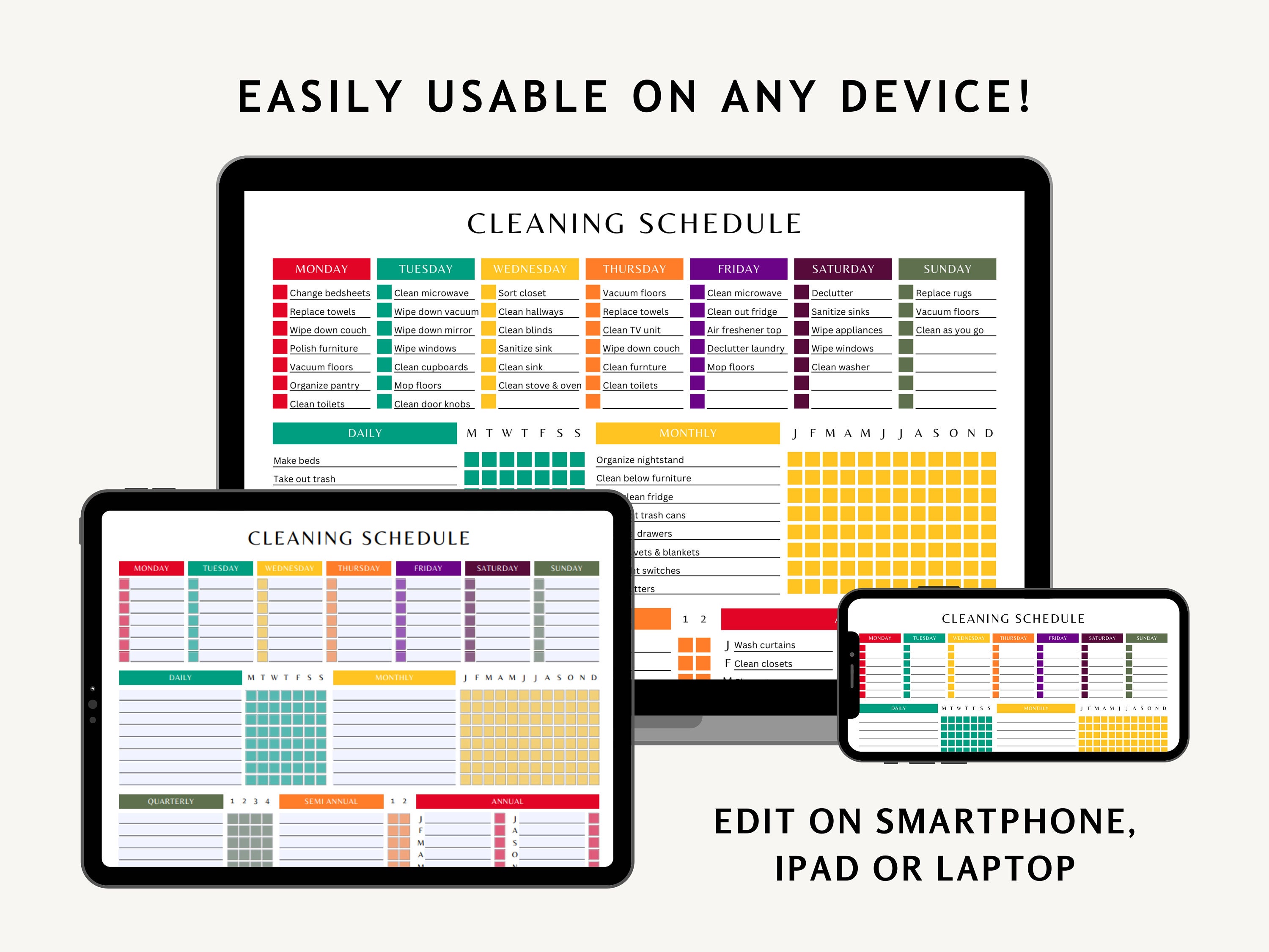 Printable House Cleaning Schedule Editable PDF, Household Chore
