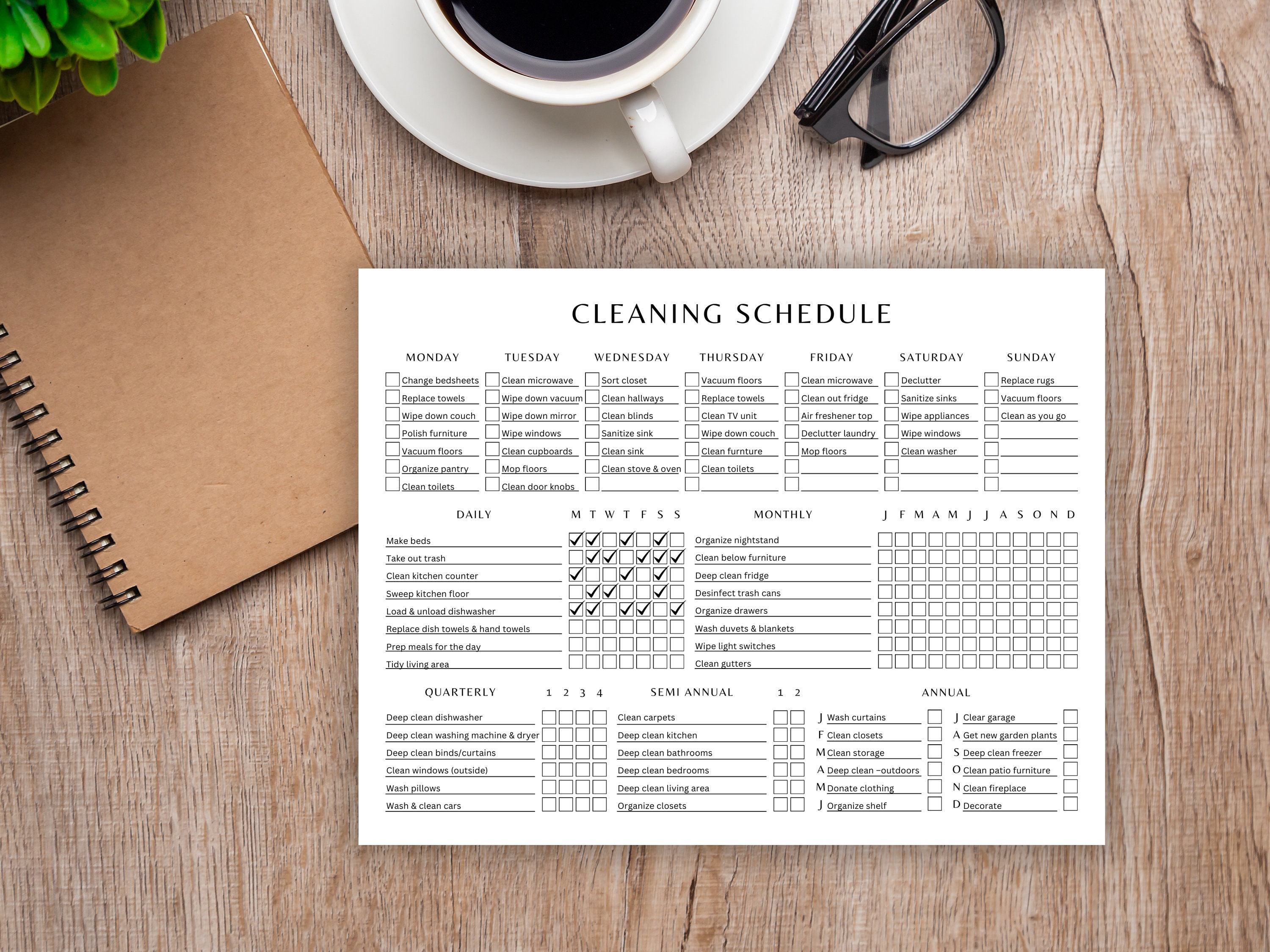 Minimalist Cleaning Checklist Printable, Simple EDITABLE Cleaning ...