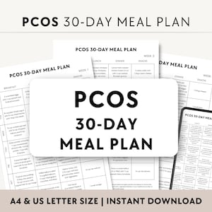 PCOS 30 Day Meal Plan PDF, Polycystic Ovary Syndrome Diet Plan, Women Weight Loss Food List Printable, 7 Day Hormone Balance Grocery Guide