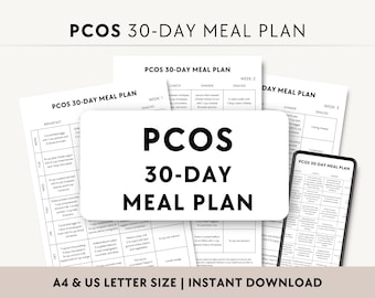 PCOS 30-Day Meal Plan PDF, Printable Polycystic Ovary Syndrome Weight Loss Diet, Hormone Balance