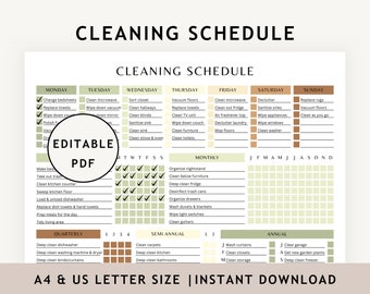 Cleaning Schedule Daily Weekly Monthly Checklist, House Cleaning Routine Printable, EDITABLE ADHD Chores Chart