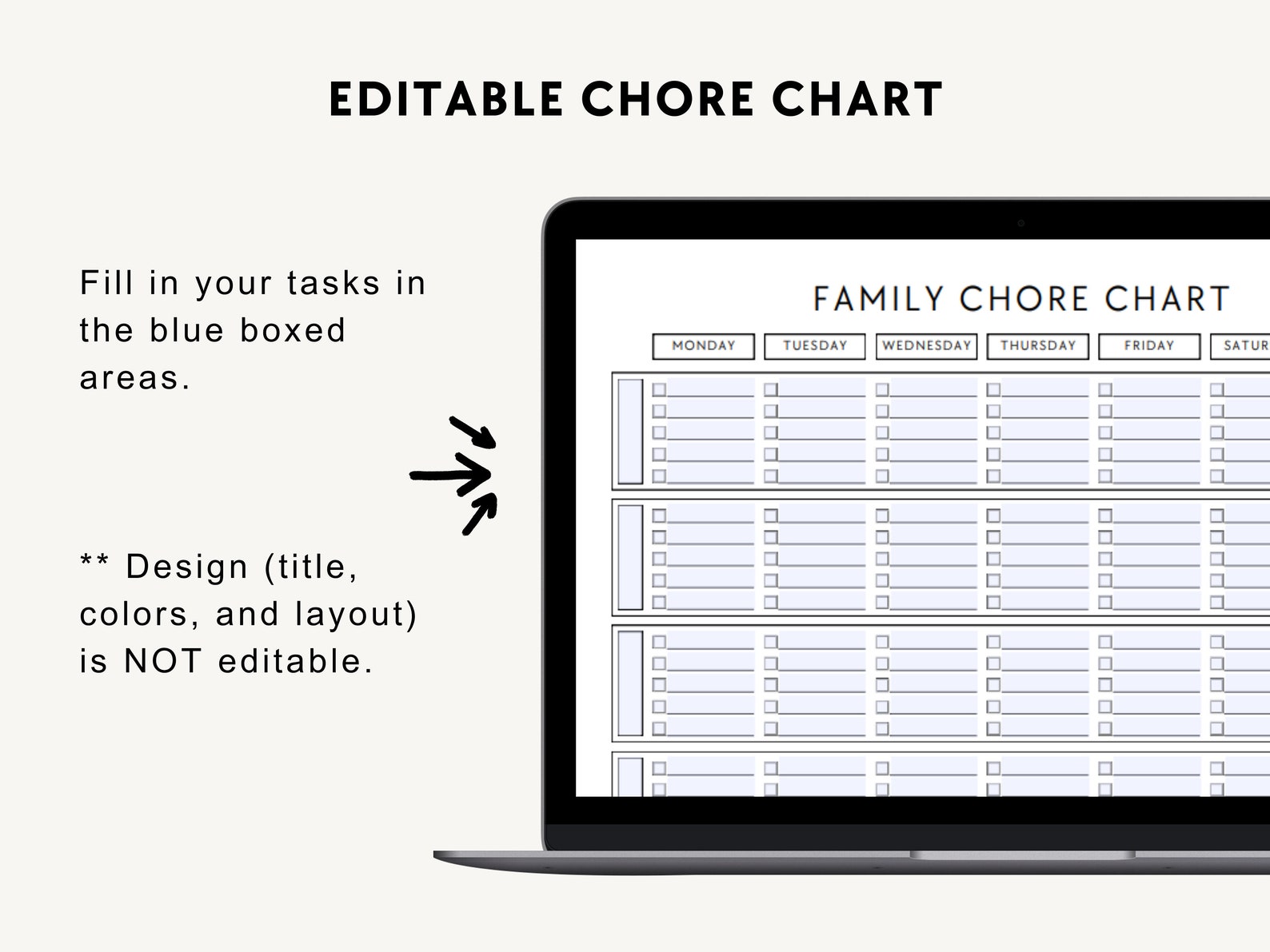 Simple Chore Chart, Minimalist Family Cleaning Schedule for 2-6 ...