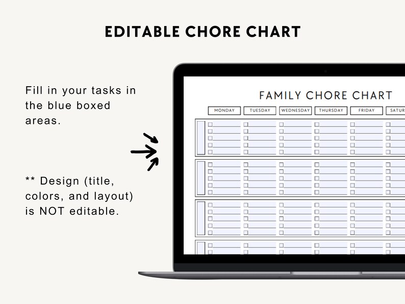 Simple Chore Chart, Minimalist Family Cleaning Schedule for 2-6 ...