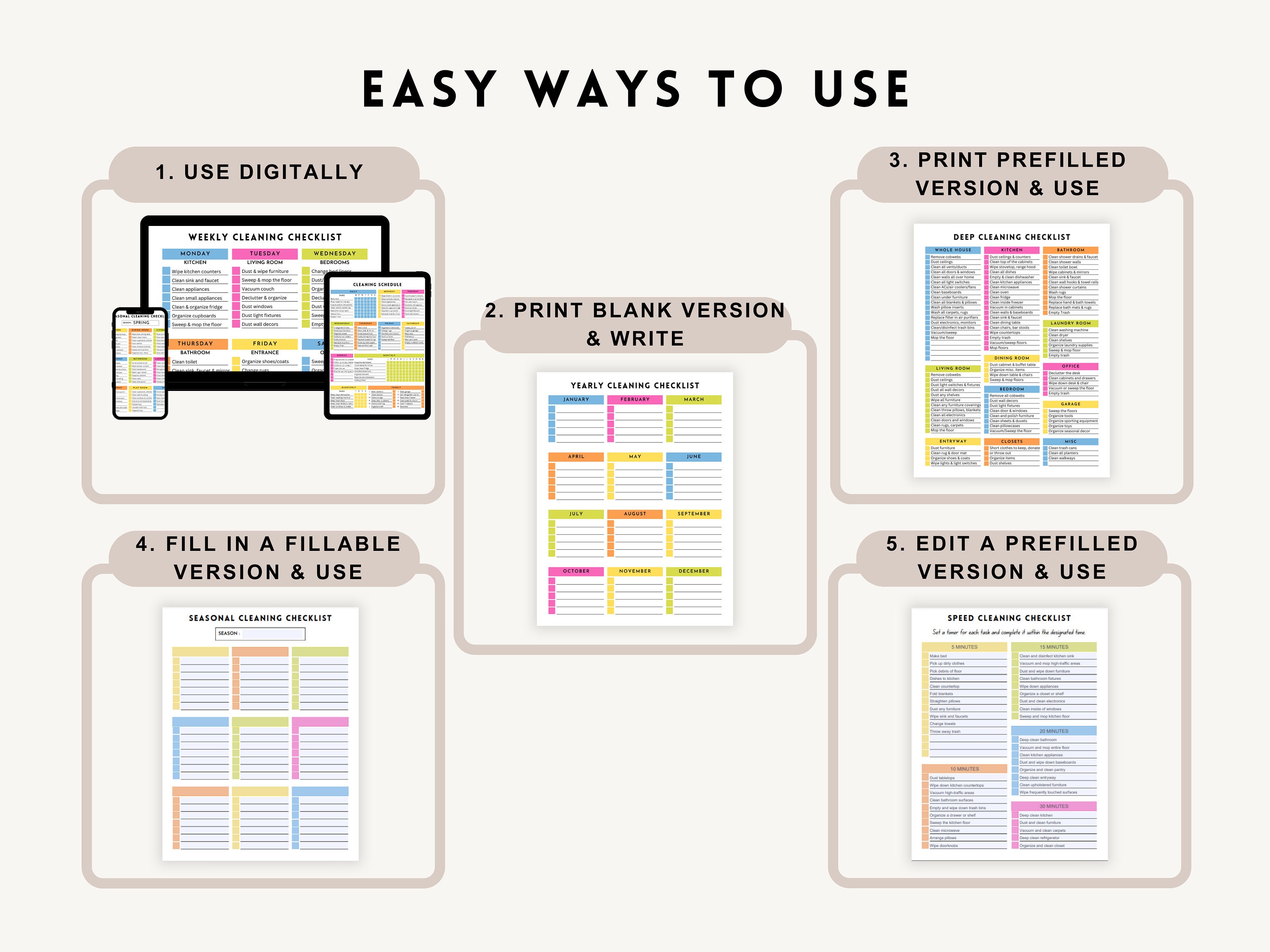 EDITABLE ADHD Cleaning Planner, Printable House Chore Checklist, Daily ...