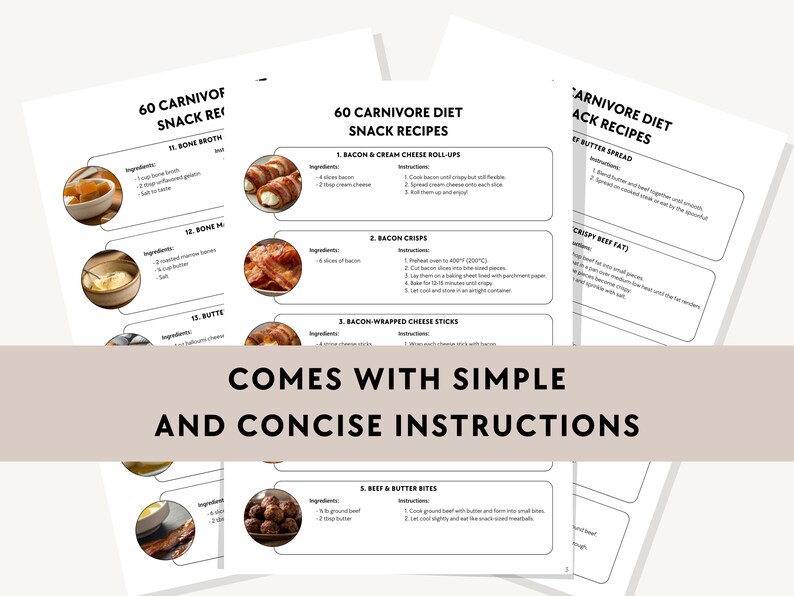 Looking for Carnivore Diet snacks for weight loss? Try these high-protein Carnivore snack ideas that are perfect for staying full and satisfied while shedding pounds. Opt for beef jerky for weight loss, or egg-based snacks. Carnivore diet snacks for fat burning include crispy bacon bites and ground beef meatballs. These delicious Carnivore snacks support your low-carb, high-protein diet while keeping you energized throughout the day. 28-day carnivore challenge, carnivore diet snack printable pdf