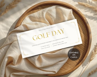 Luxury Golf Day Voucher | Editable Golf Gift Certificate Template | Club Membership Card | Custom Ticket