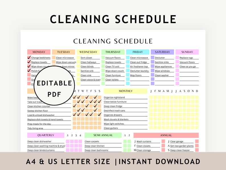 Daily Weekly Monthly Cleaning Schedule, Household Chores List, House ...