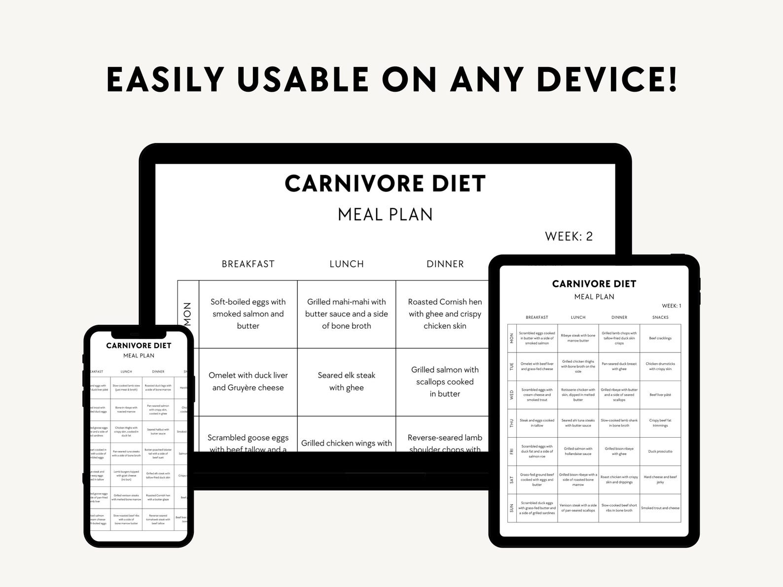 30day Carnivore Diet Meal Plan PDF, 7day Low Carb High Protein Food — free download