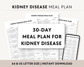 30-Day Meal Plan for Kidney Disease PDF, Printable Renal Diet Menu, CKD Stage 4