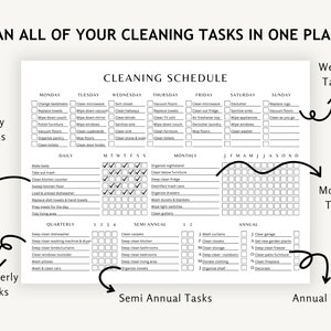 The perfect partner for a tidy home – our printable cleaning schedule. Streamline your cleaning routine with this editable cleaning checklist. Download, print, and stay organized, track tasks, and achieve a pristine living space effortlessly.