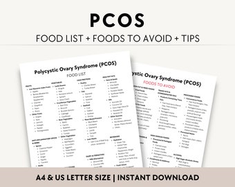 PCOS Food List PDF, PCOS Diet Meal Plan Printable, Polycystic Ovary Syndrome Friendly Grocery Chart, Hormone Balance Women Weight Loss Guide