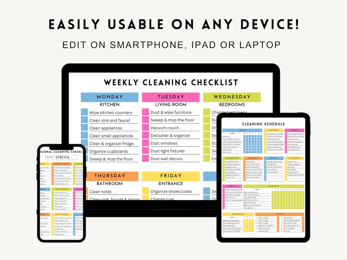 EDITABLE ADHD Cleaning Planner, Printable House Chore Checklist, Daily ...