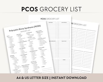 PCOS Einkaufsliste PDF zum ausdrucken, Einkaufscheckliste für Insulinbeständigkeit, Gewichtsabnahme, Hormonhaushalt