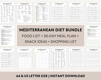 Mediterranean Diet for Beginners Bundle | Food List | 30-Day Meal Plan | Grocery Shopping Guide | Snack