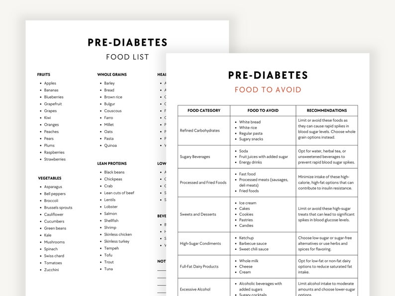 prediabetes food list pdf printable
