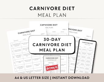 30-Day Carnivore Diet Meal Plan PDF, 7-Day Low Carb High Protein Food List Printable