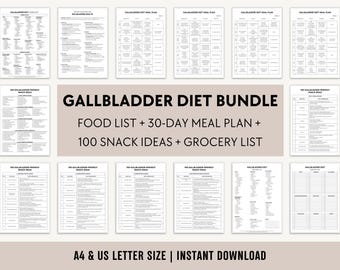 Gallbladder Diet 30-Day Meal Plan, Food List, Snack Ideas, Grocery Guide, Gallstones Low-Fat Menu