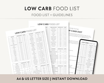 Elenco di alimenti a basso contenuto di carboidrati in formato PDF stampabile, dieta sana per perdere peso, chetogenica, paleo, Atkins