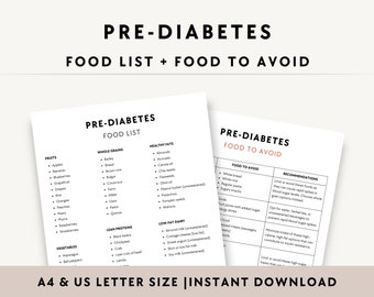 Elenco di alimenti stampabili per il prediabete, dieta per il prediabete in PDF, piano alimentare a basso contenuto di zuccheri per il diabete di tipo 2