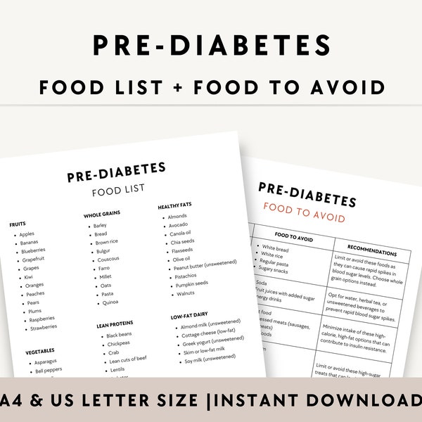 Pre Diabetes Food Chart - Etsy