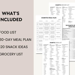 Diabetes Meal Plan Bundle. Get your printable diabetic food chart to make grocery shopping and meal planning simple. This easy-to-read chart categorizes foods to eat and foods to limit, helping you build a diet for stable blood sugar. It's the perfect visual aid to stick on your fridge for quick reference. This diabetes food list printable includes sections on non-starchy vegetables, lean proteins, and healthy fats. Take the guesswork out of your meals with this tool for daily diabetes manage...