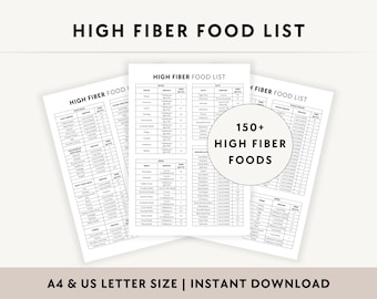 Elenco stampabile di alimenti ricchi di fibre, tabella degli alimenti ricchi di fibre in PDF, alimenti sani per stitichezza e diverticolite