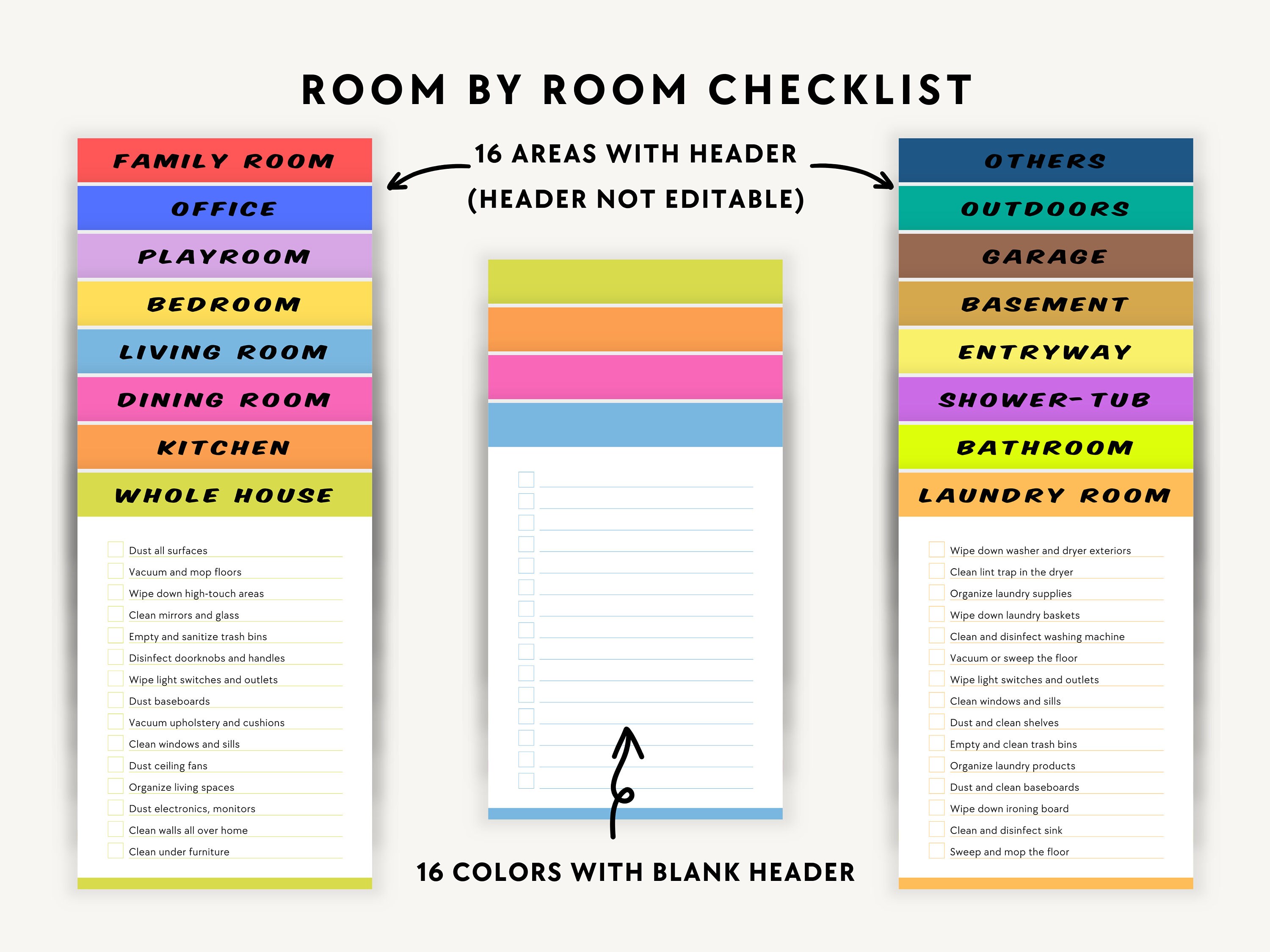 Room Cleaning Checklist, Printable Cleaning Cards Zone, EDITABLE ADHD ...