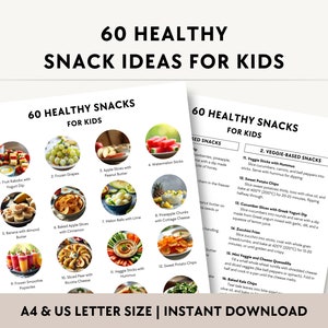 60 Healthy Snacks for Kids, Ideas for Children, Kindergarten, Preschoolers, Party, Quick Easy Snack Recipes Guide, High-Protein, Fruit Vegan