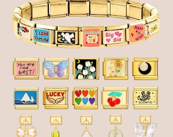 Gold Bracelet + Your Personalised Selection of Charms, Custom Italy Charms, Italian Charm Bracelet for Women, Y2K Jewelry, Gift for Her