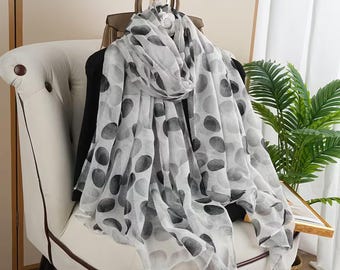 Pink Polka Dot Scarf - Lightweight Colorful Fashion Scarf, Soft Spring Summer Shawl Wrap, Elegant Women's Stylish Neck Scarf