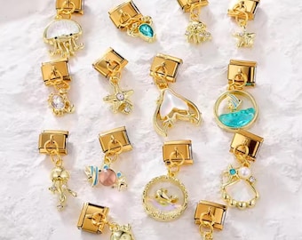 Custom Gold Italian Charms – Personalized Modular Dangle Charms for Bracelets, Gifts, Y2K Jewelry, Charms Only