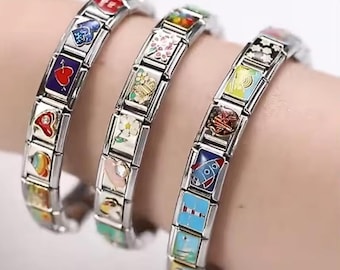 Silver Bracelet + Your Personalised Selection of Charms, Custom Italy Charms, Italian Charm Bracelet for Women, Y2K Jewelry, Gift for Her