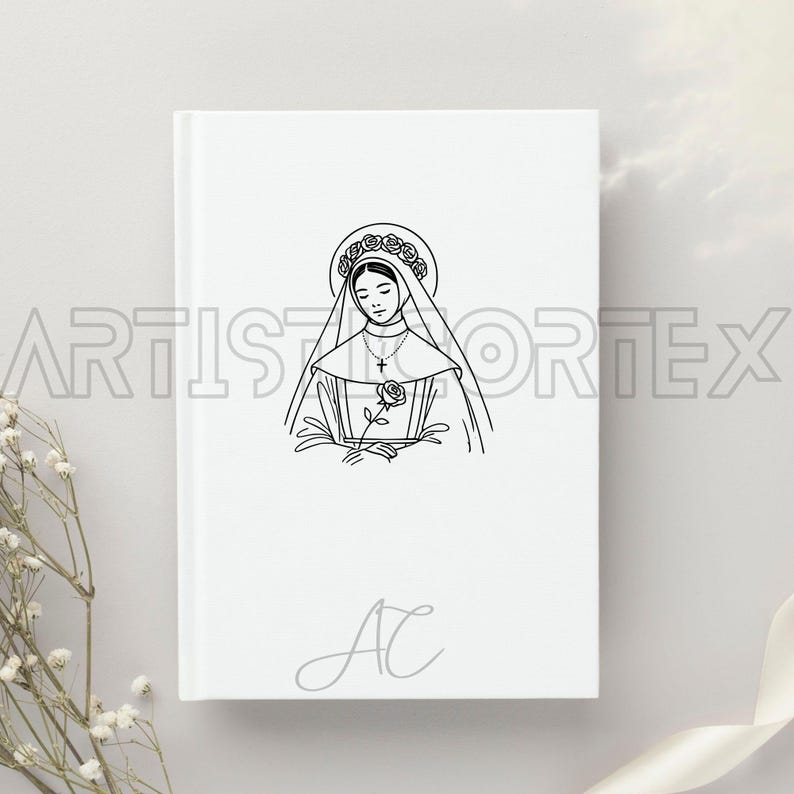 Saint Rose Line Art: SVG PNG Clipart Bundle (Digital Download) image 5